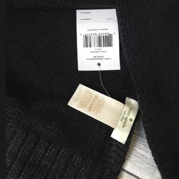NWT Kate Spade Black/Cream Muffler W/ Bow  Scarf - Picture 3 of 5